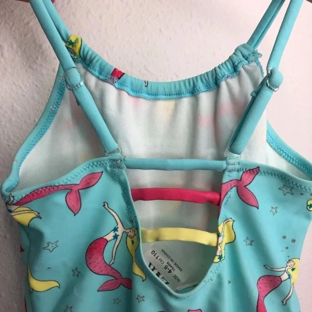 Zara swimsuit one piece aqua blue with mermaids size‎ 4-5 years